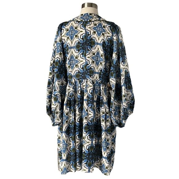 Beyond by Vera Lara Dress Wildflower Blue Floral Boho Size S Missing Belt - Picture 5 of 9